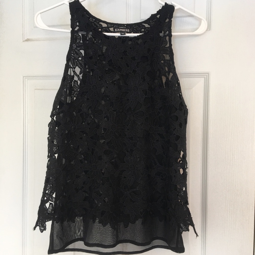Express Black Crotchet Tank